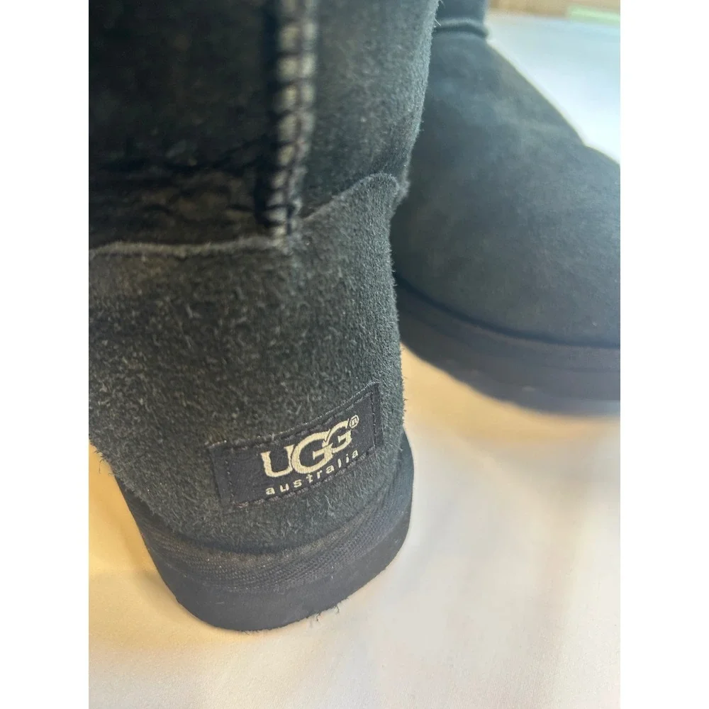 UGG Bailey Button Triplet Boots Women 11 Black Suede Shearling Tall 1873